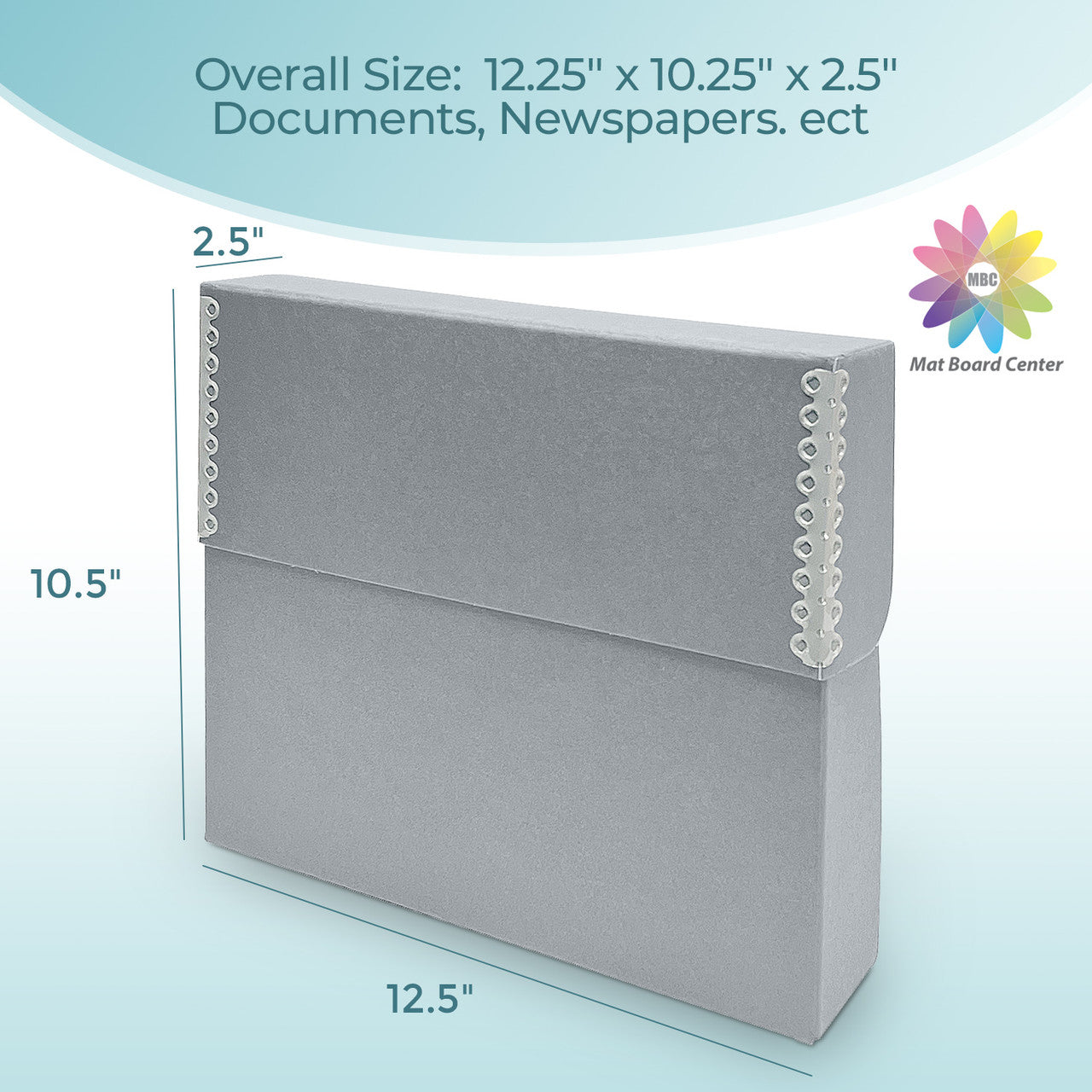 Lineco Letter Wide Blue/Gray Archival Document Storage Cases Acid Free File Organizer 12.25" x 10.25" x 2.5"