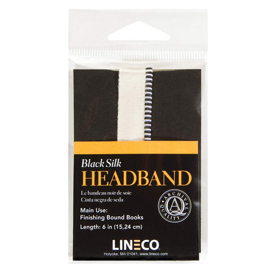 Lineco 6" Silk Head Band. Finishing Touch for Bound Books. Bookbinding, DIY, Crafts, Projects, Journals, Scrapbooking, Book Decor Black