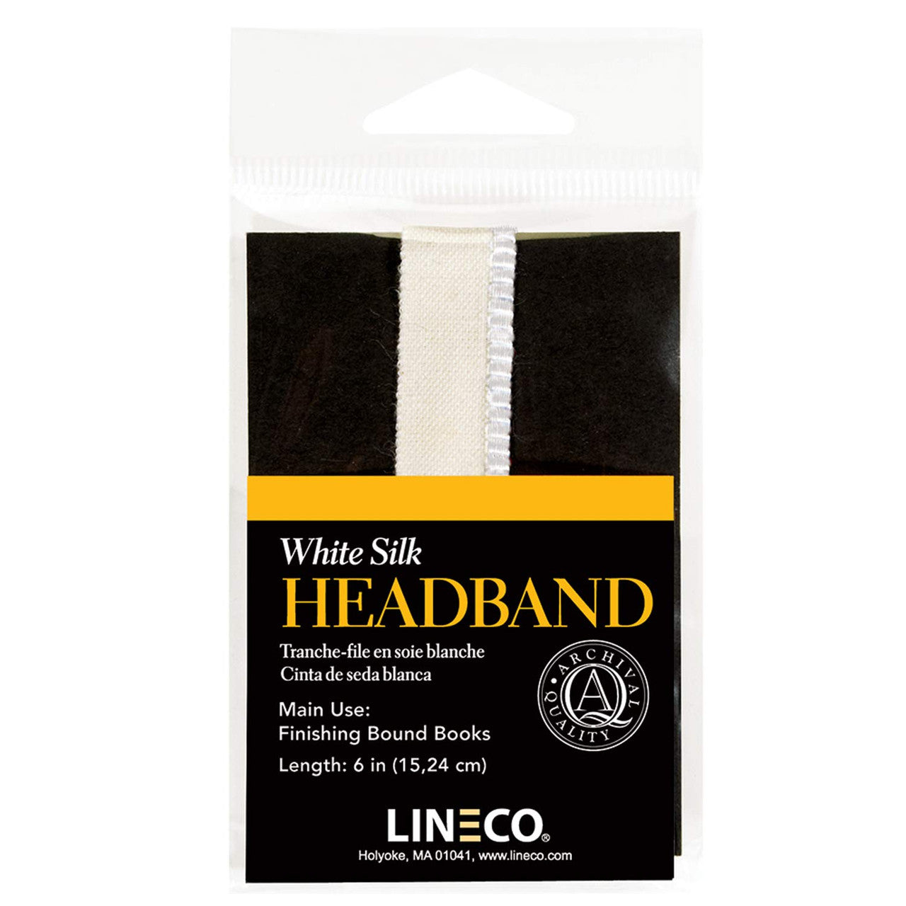 Lineco 6" Silk Head Band. Finishing Touch for Bound Books. Bookbinding, DIY, Crafts, Projects, Journals, Scrapbooking, Book Decor White