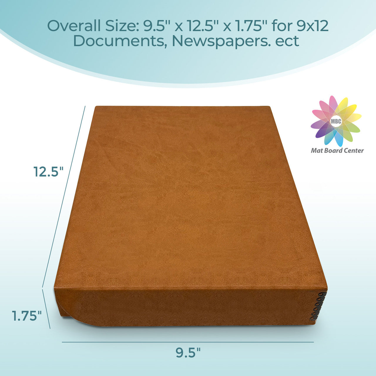 Lineco 9x12x1.75 Inches Deep Clamshell Folio Storage Box Archival Metal Edge Tan