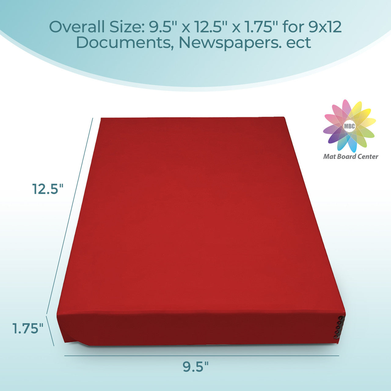 Lineco 9x12x1.75 Inches Deep Clamshell Folio Storage Box Archival Metal Edge Red