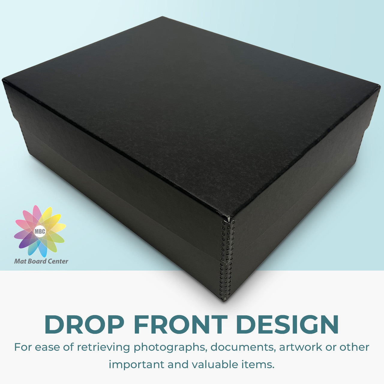 Lineco Black Archival Photo Storage Box with Removable Lid Without Envelopes.