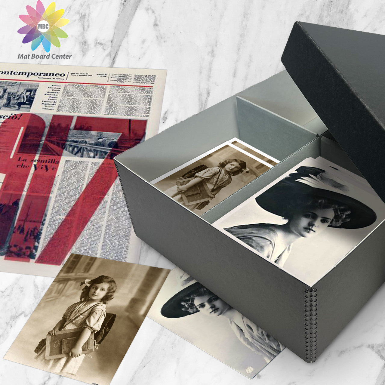 Lineco Black Archival Photo Storage Box with Removable Lid Without Envelopes.