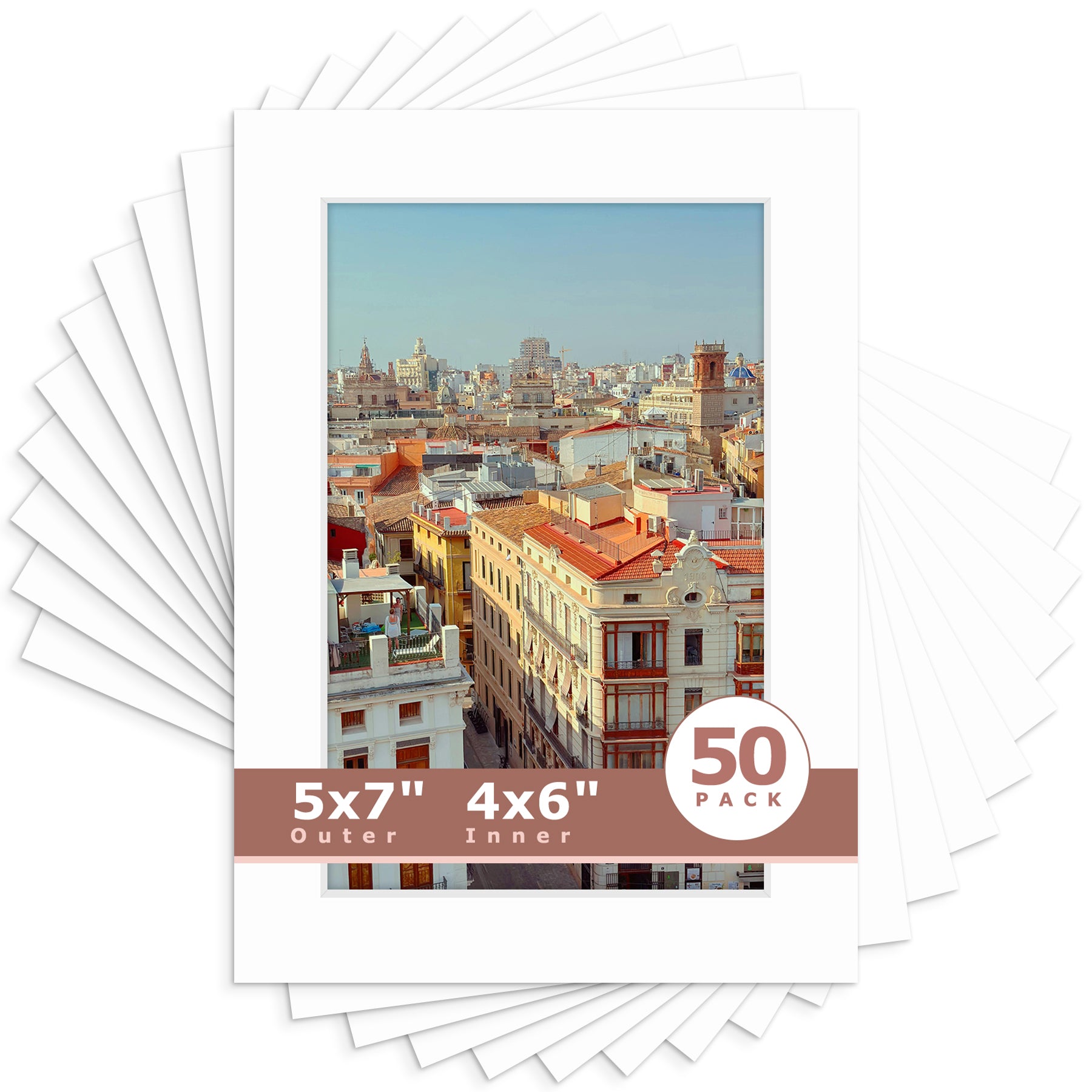 5x7 Economy Pre-Cut Mat For 4x6 Picture-Pack of 50 N501 White