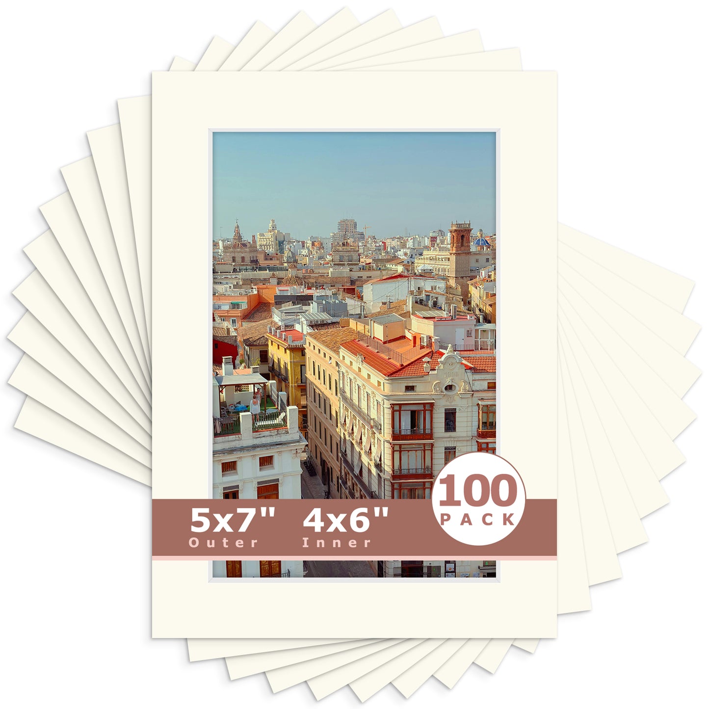 5x7 Economy Pre-Cut Mat For 4x6 Picture-Pack of 100 N104 Ivory Turret