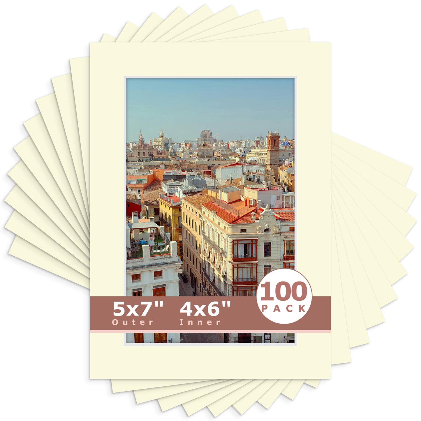 5x7 Economy Pre-Cut Mat For 4x6 Picture-Pack of 100 N105 Ivory