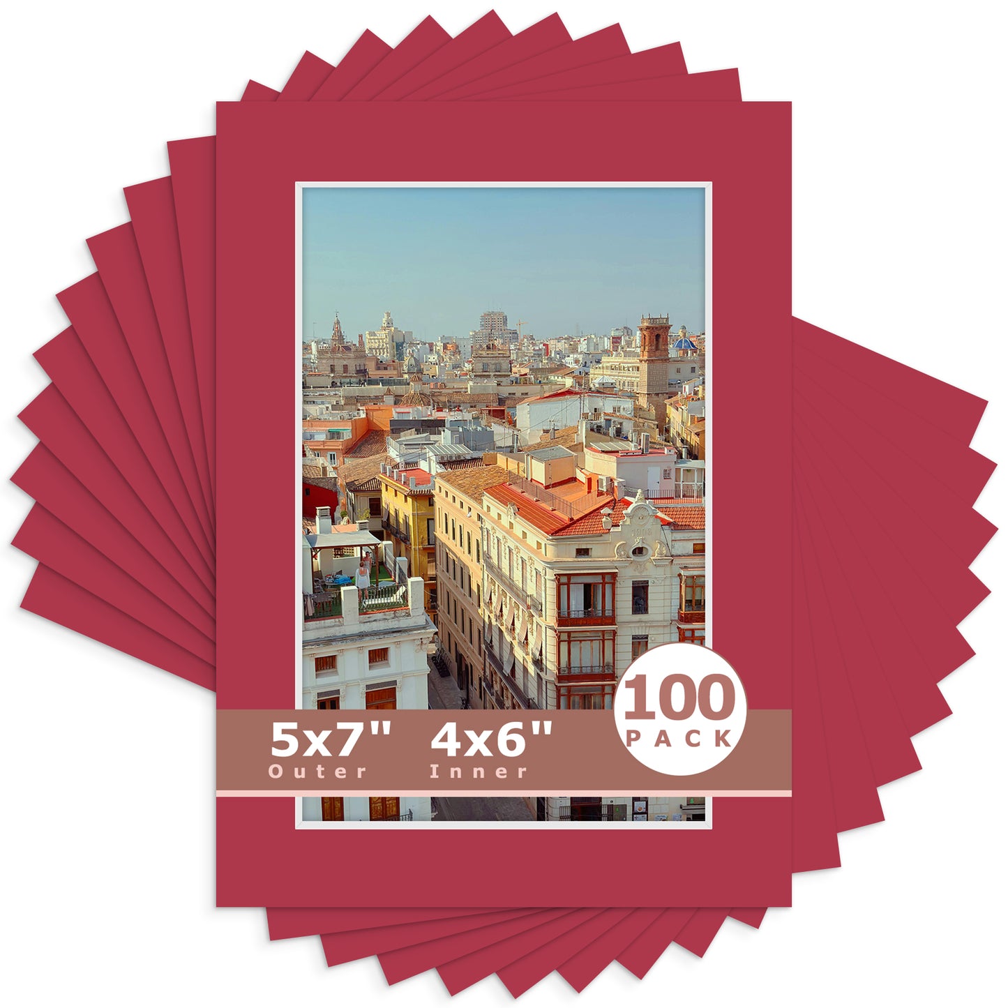 5x7 Economy Pre-Cut Mat For 4x6 Picture-Pack of 100 N117 China Red