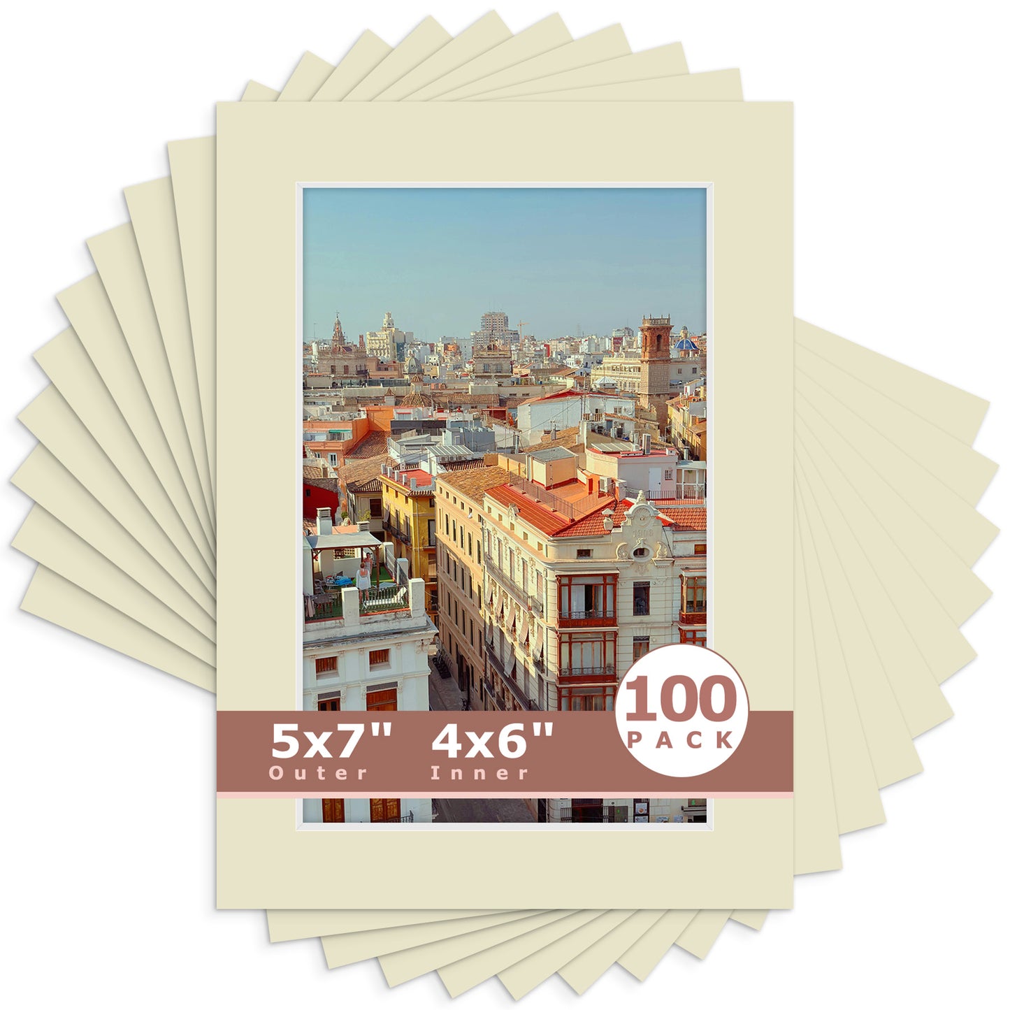 5x7 Economy Pre-Cut Mat For 4x6 Picture-Pack of 100 N120 Light Gray