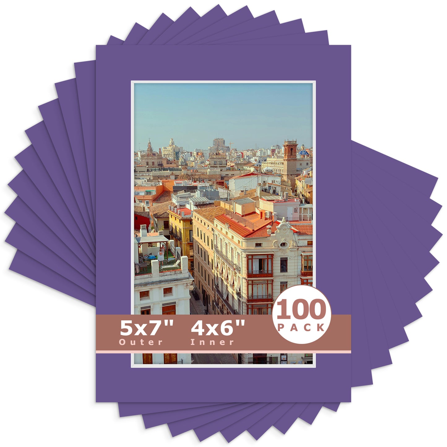 5x7 Economy Pre-Cut Mat For 4x6 Picture-Pack of 100 N122 African Violet