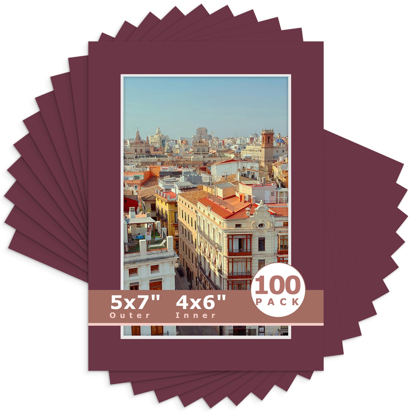 5x7 Economy Pre-Cut Mat For 4x6 Picture-Pack of 100 N124 Maroon