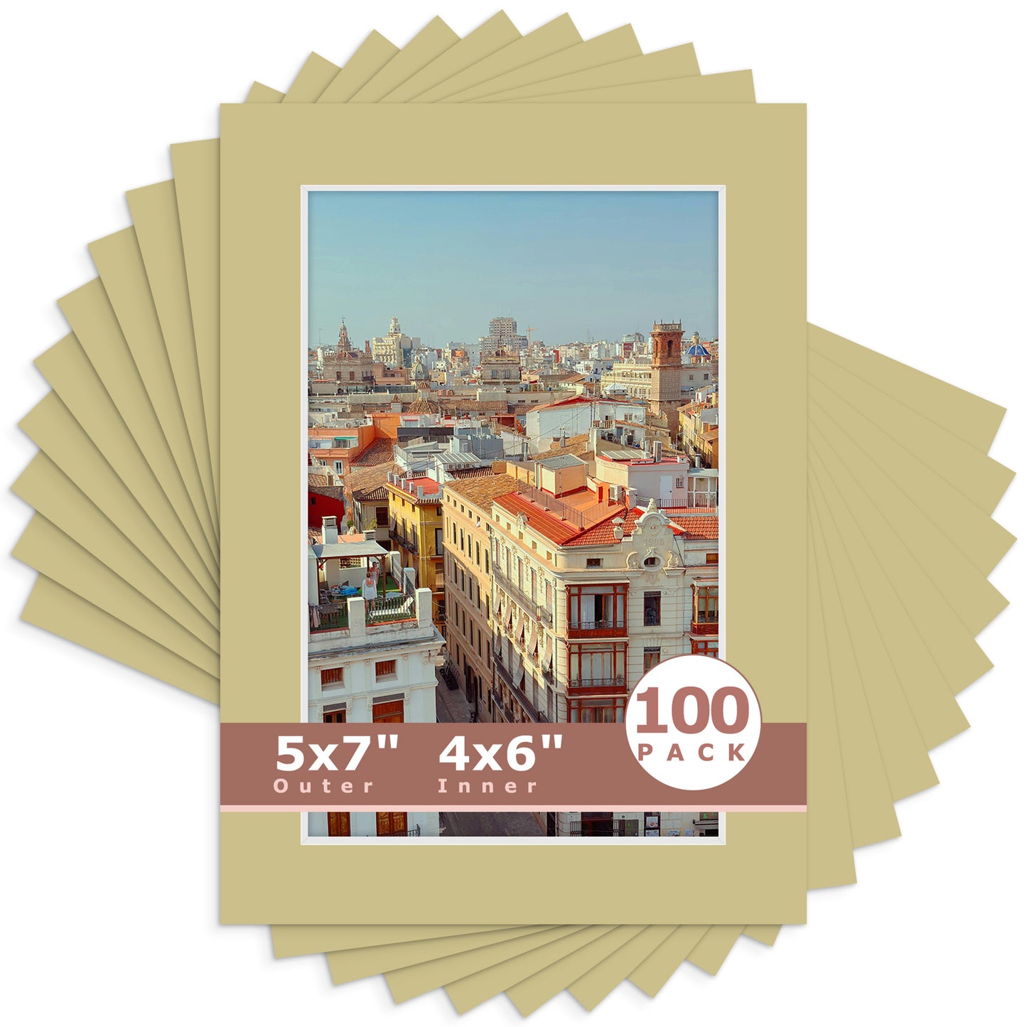 5x7 Economy Pre-Cut Mat For 4x6 Picture-Pack of 100 N126 Mexican Stone