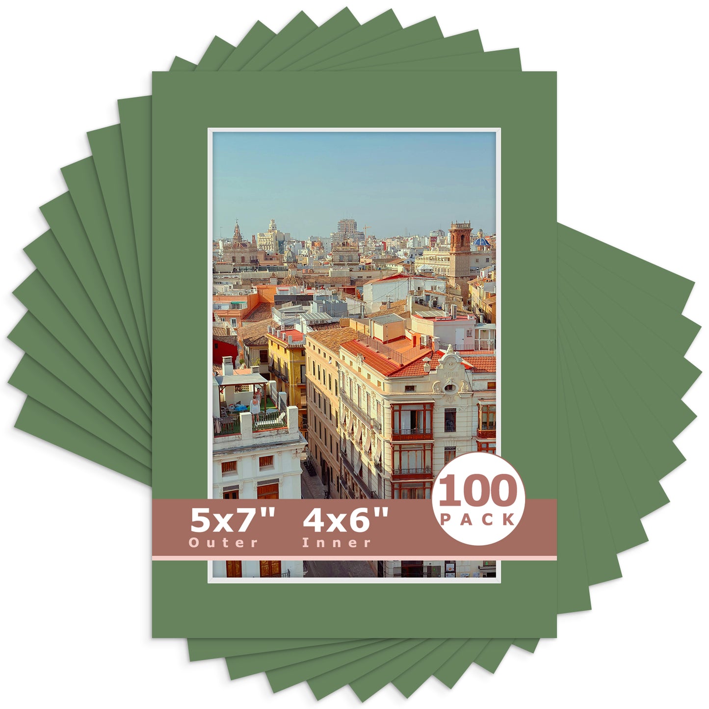 5x7 Economy Pre-Cut Mat For 4x6 Picture-Pack of 100 N131 Basque Green