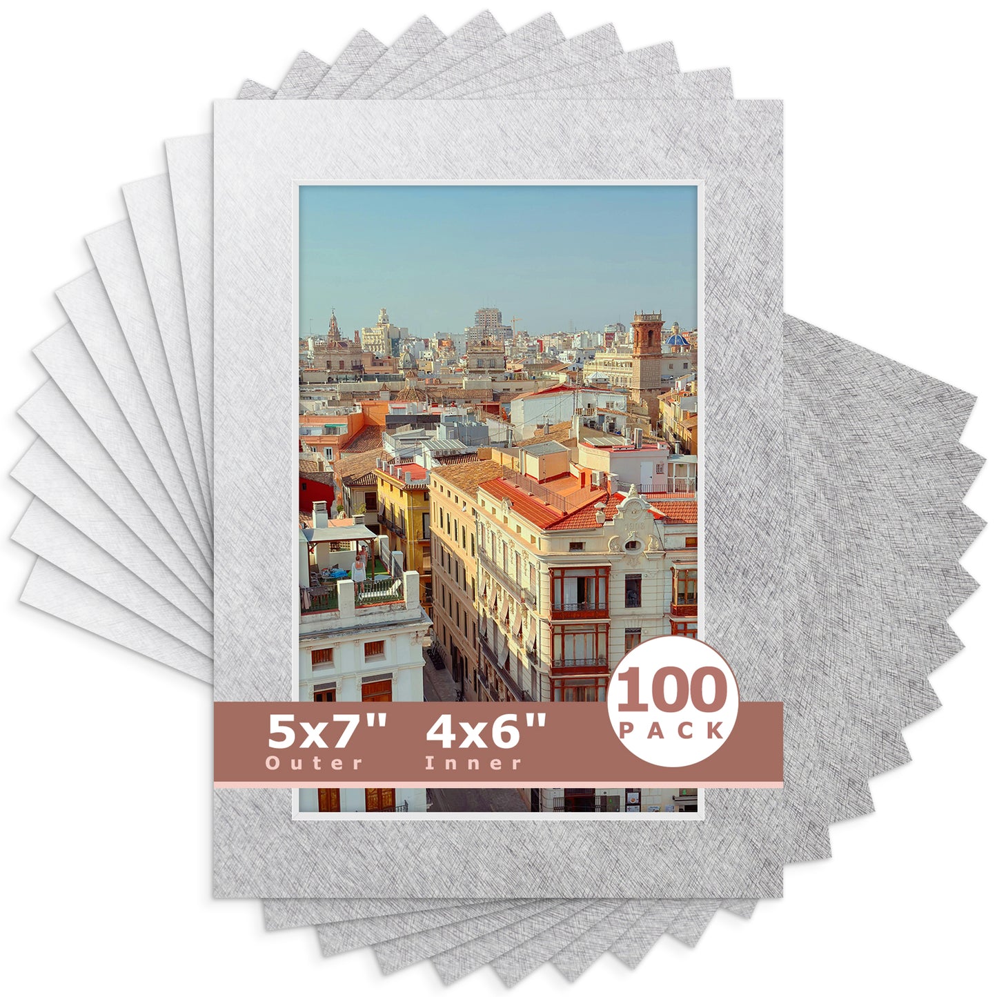 5x7 Economy Pre-Cut Mat For 4x6 Picture-Pack of 100 N137 Silver