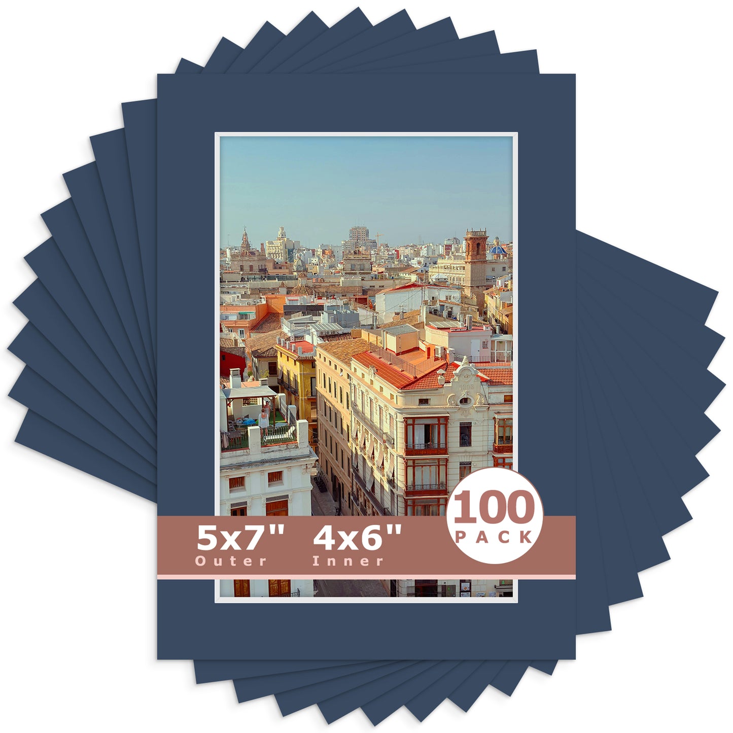 5x7 Economy Pre-Cut Mat For 4x6 Picture-Pack of 100 N141 Dignity Blue