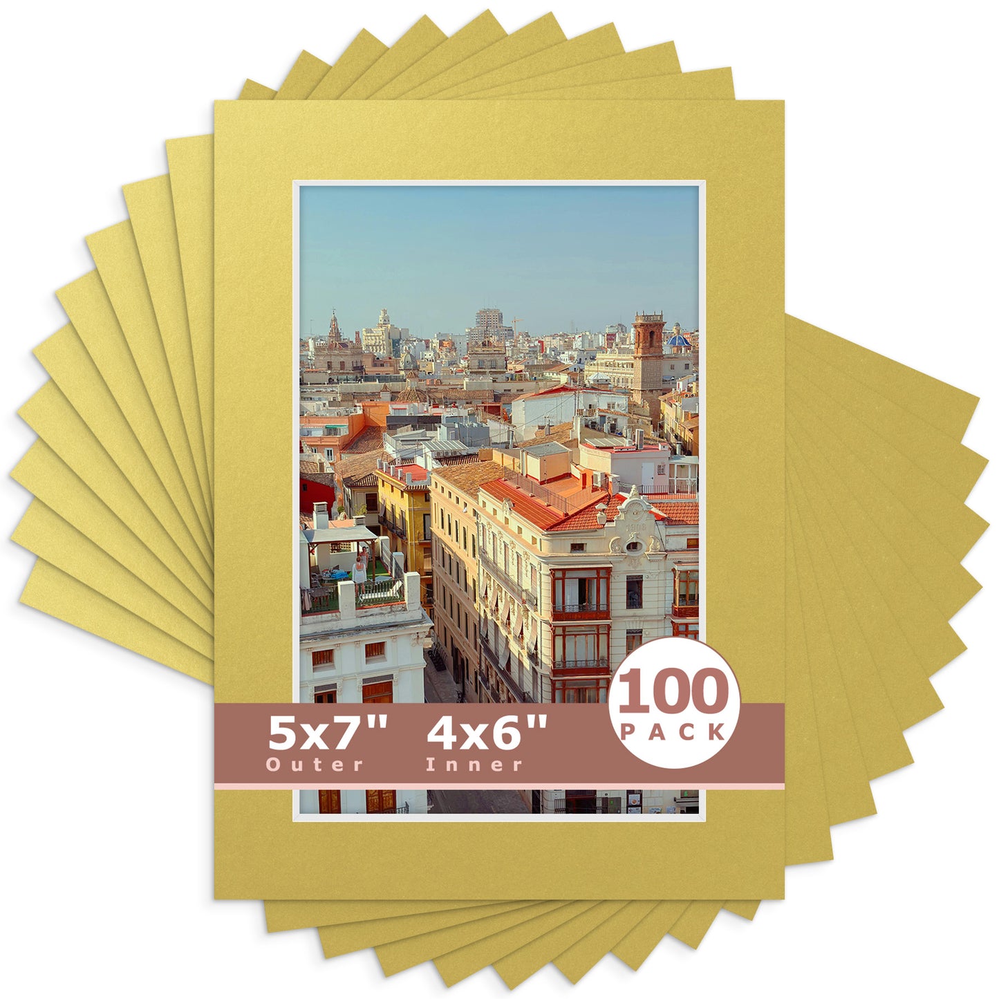 5x7 Economy Pre-Cut Mat For 4x6 Picture-Pack of 100 N143 Old Gold