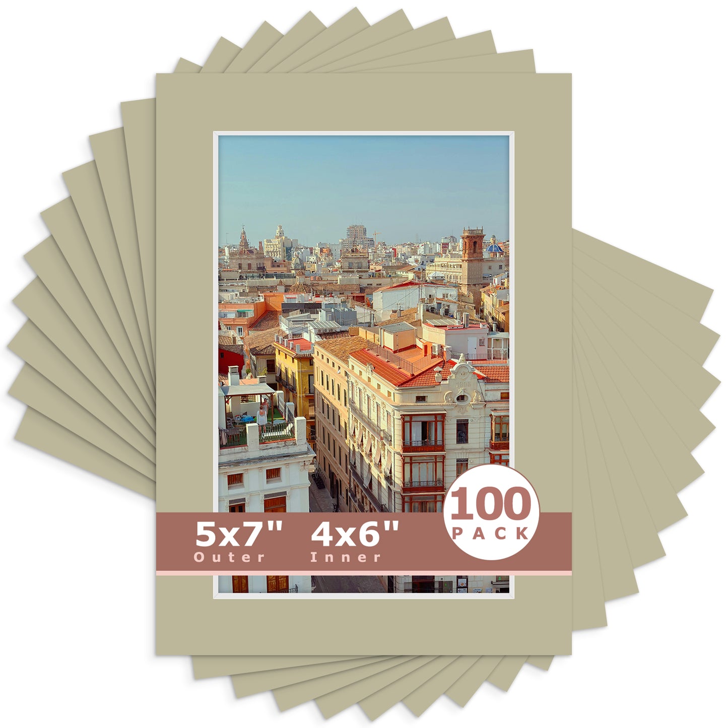 5x7 Economy Pre-Cut Mat For 4x6 Picture-Pack of 100 N154 Middle Gray