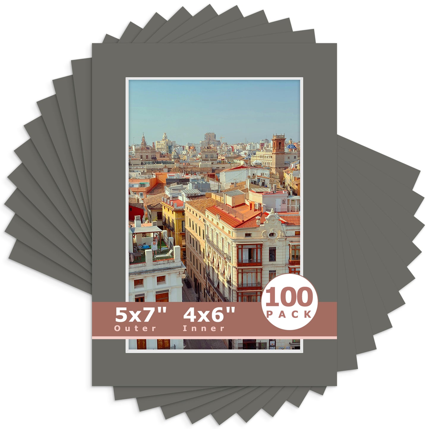 5x7 Economy Pre-Cut Mat For 4x6 Picture-Pack of 100 N171 Gray
