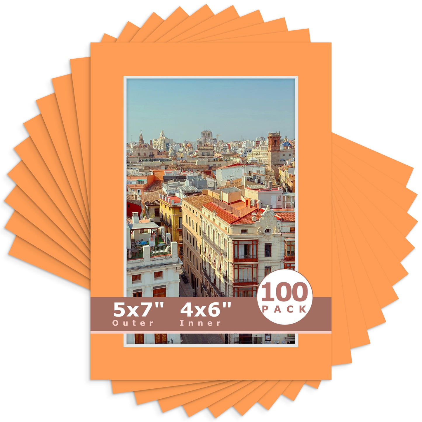 5x7 Economy Pre-Cut Mat For 4x6 Picture-Pack of 100 N178 Orange