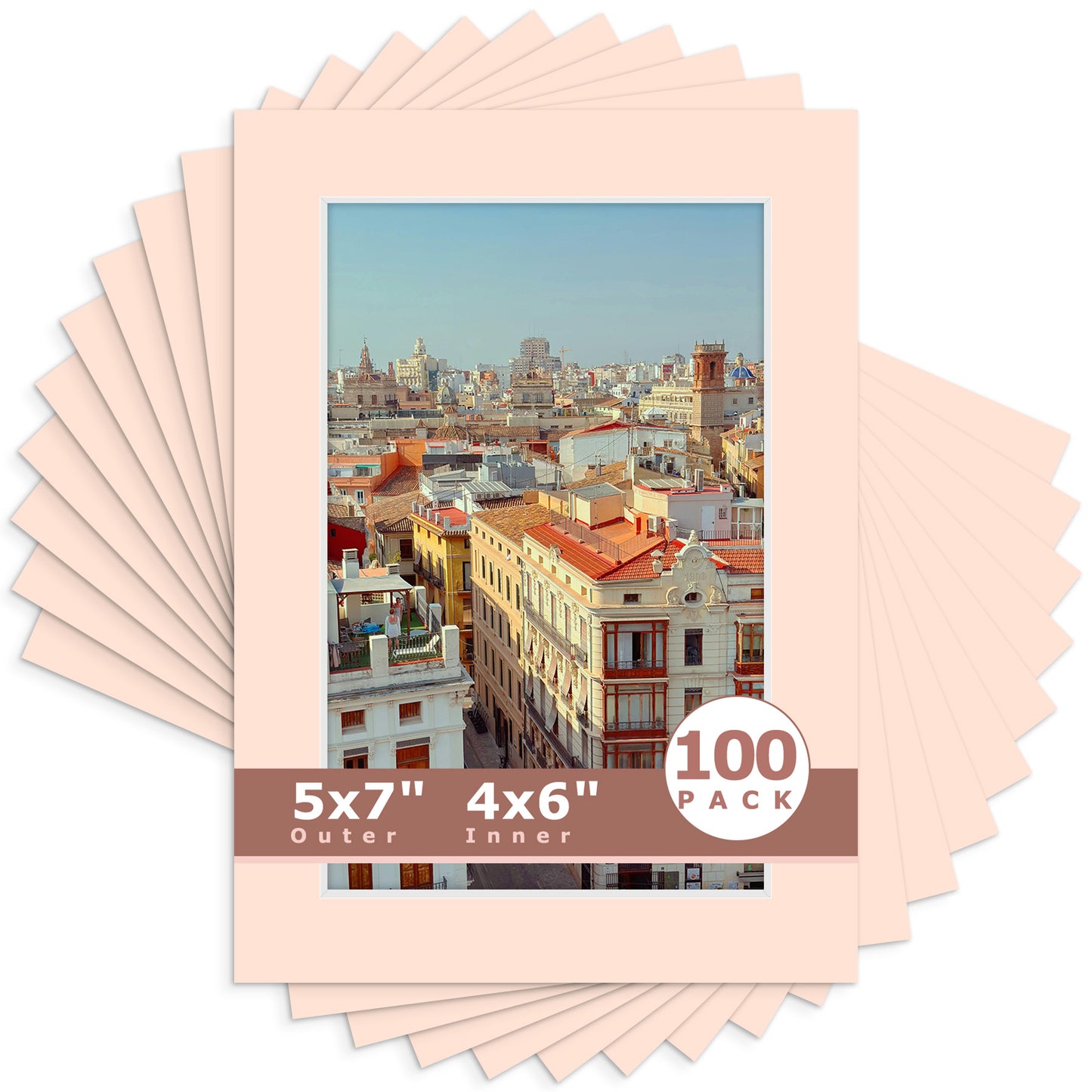 5x7 Economy Pre-Cut Mat For 4x6 Picture-Pack of 100 N229 Pink