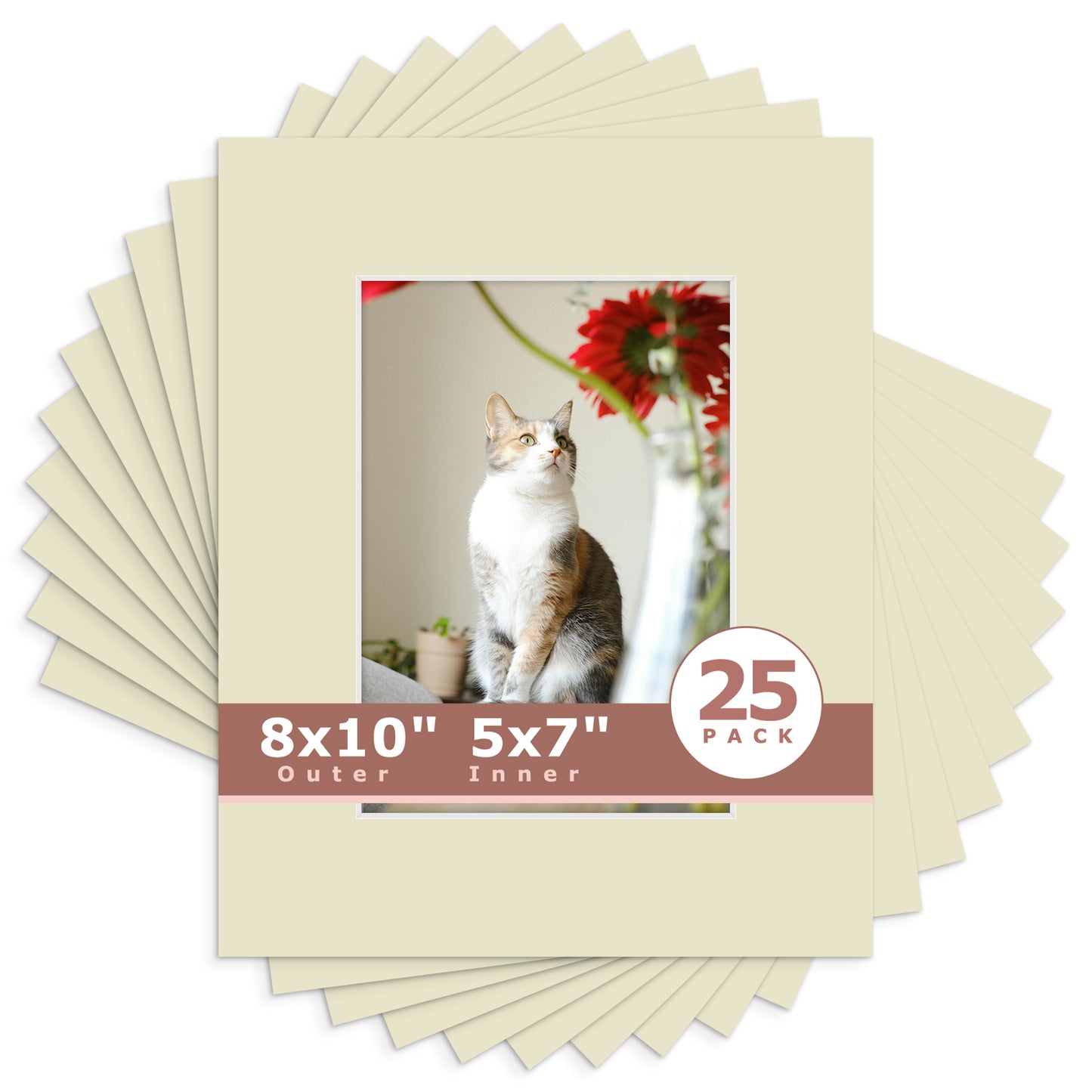 8x10 Economy Pre-Cut Mat Board-Pack of 25 5x7 (4.5x6.5 exact opening) N120 Light Gray
