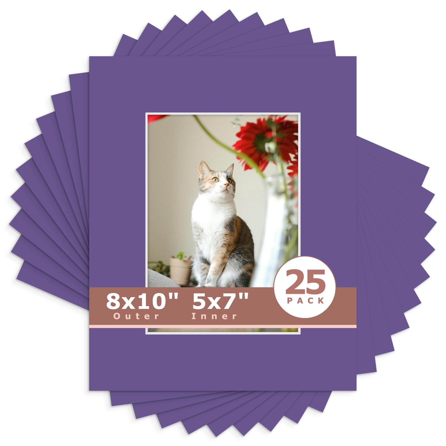 8x10 Economy Pre-Cut Mat Board-Pack of 25 5x7 (4.5x6.5 exact opening) N122 African Violet