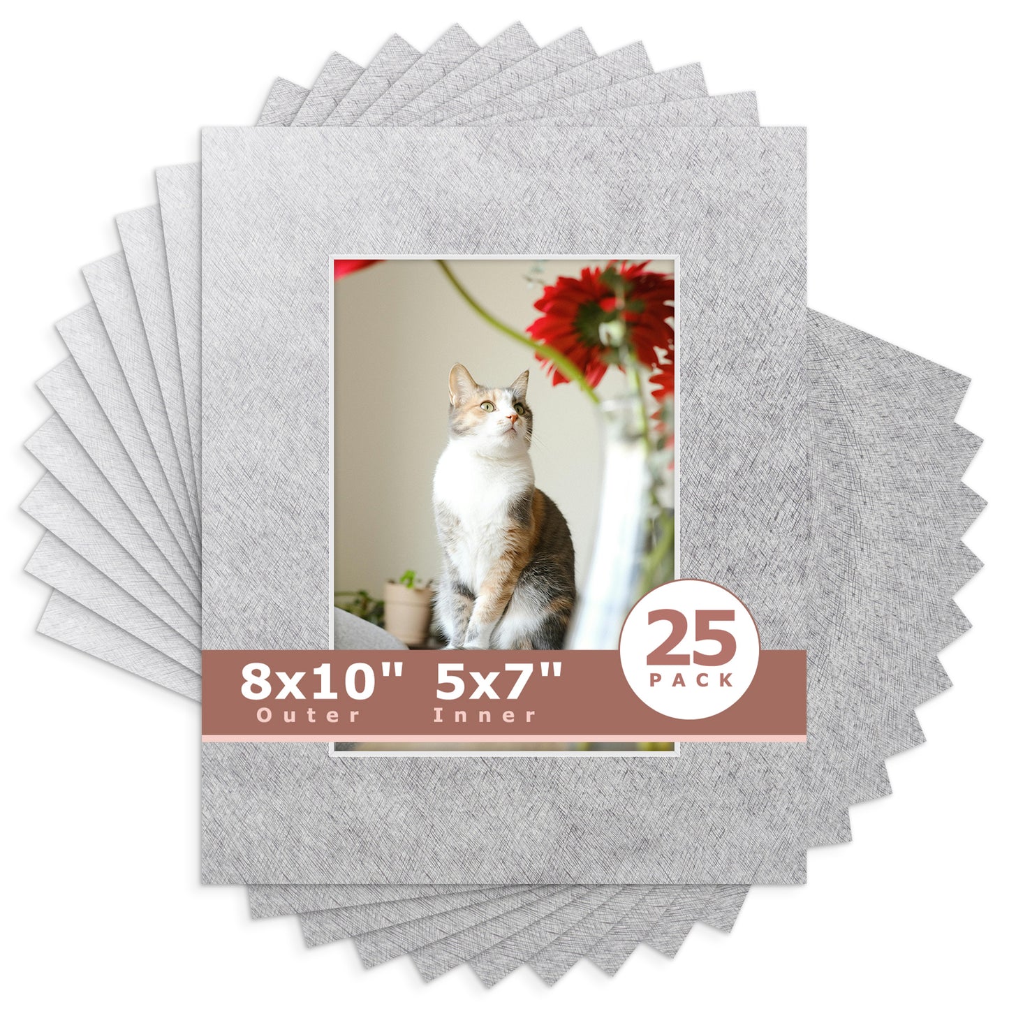 8x10 Economy Pre-Cut Mat Board-Pack of 25 5x7 (4.5x6.5 exact opening) N137 Silver