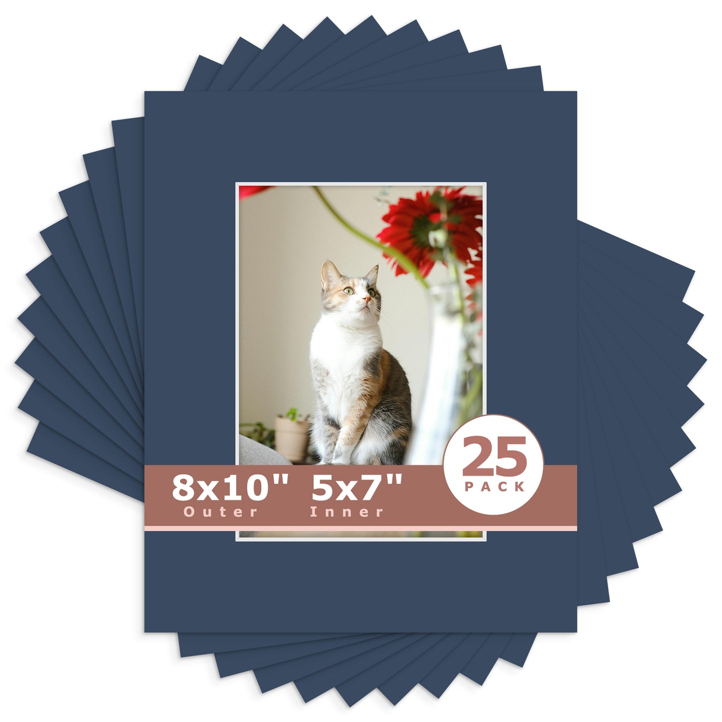 8x10 Economy Pre-Cut Mat Board-Pack of 25 5x7 (4.5x6.5 exact opening) N141 Dignity Blue