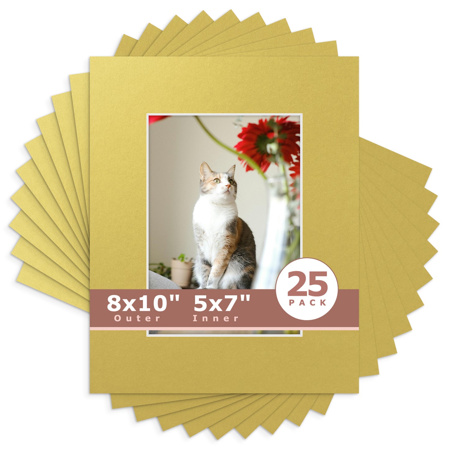 8x10 Economy Pre-Cut Mat Board-Pack of 25 5x7 (4.5x6.5 exact opening) N143 Old Gold