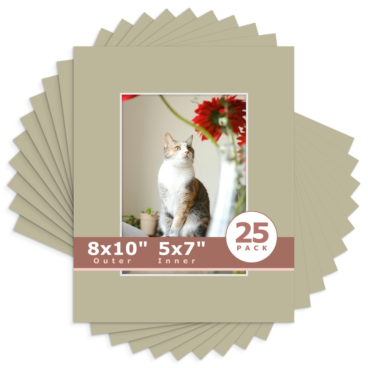 8x10 Economy Pre-Cut Mat Board-Pack of 25 5x7 (4.5x6.5 exact opening) N154 Middle Gray