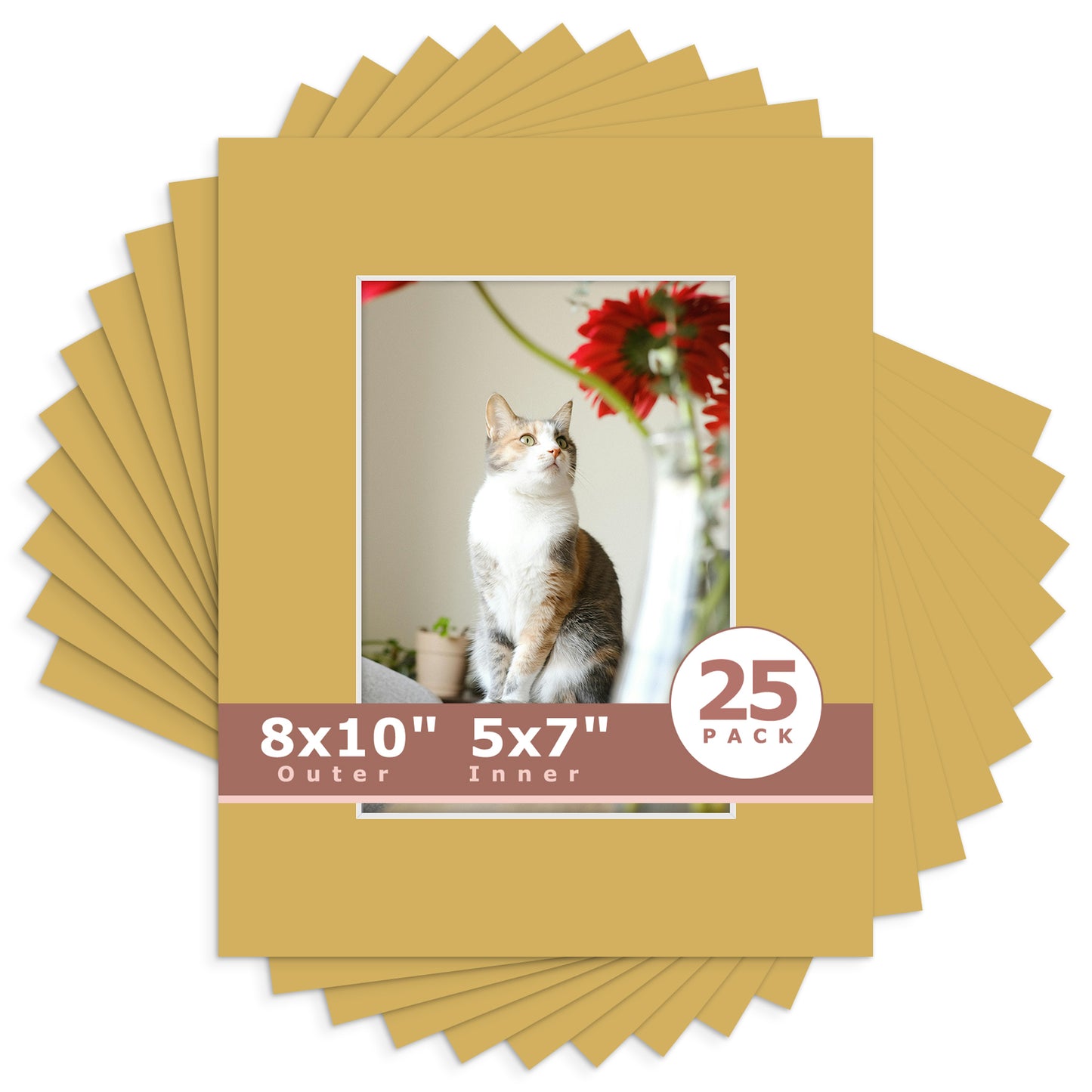 8x10 Economy Pre-Cut Mat Board-Pack of 25 5x7 (4.5x6.5 exact opening) N159 Smokey Tan