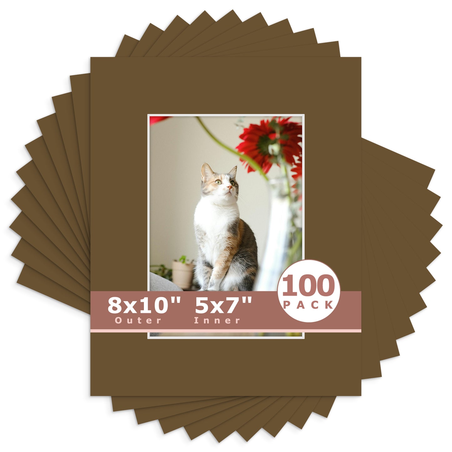 8x10 Economy Pre-Cut Mat Board-Pack of 100 5x7 (4.5x6.5 exact opening) N162 Java