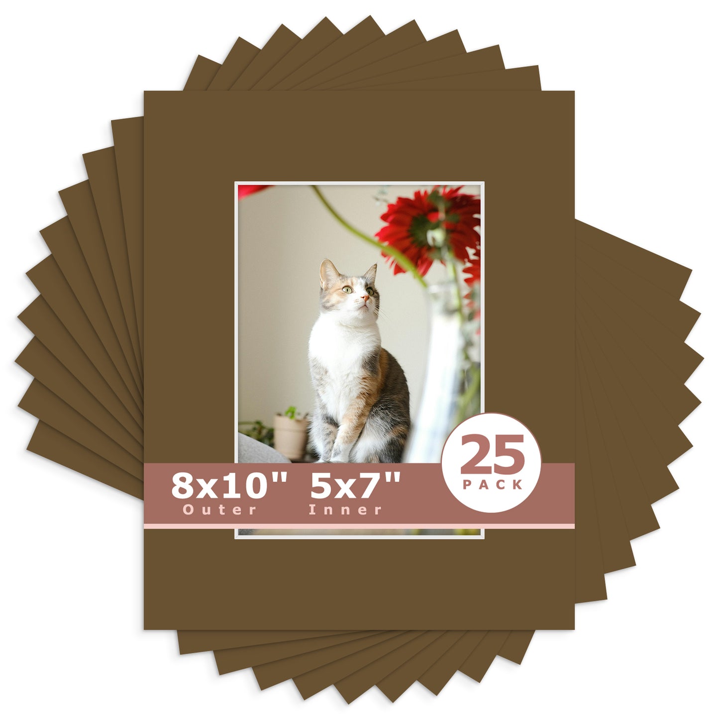 8x10 Economy Pre-Cut Mat Board-Pack of 25 5x7 (4.5x6.5 exact opening) N162 Java