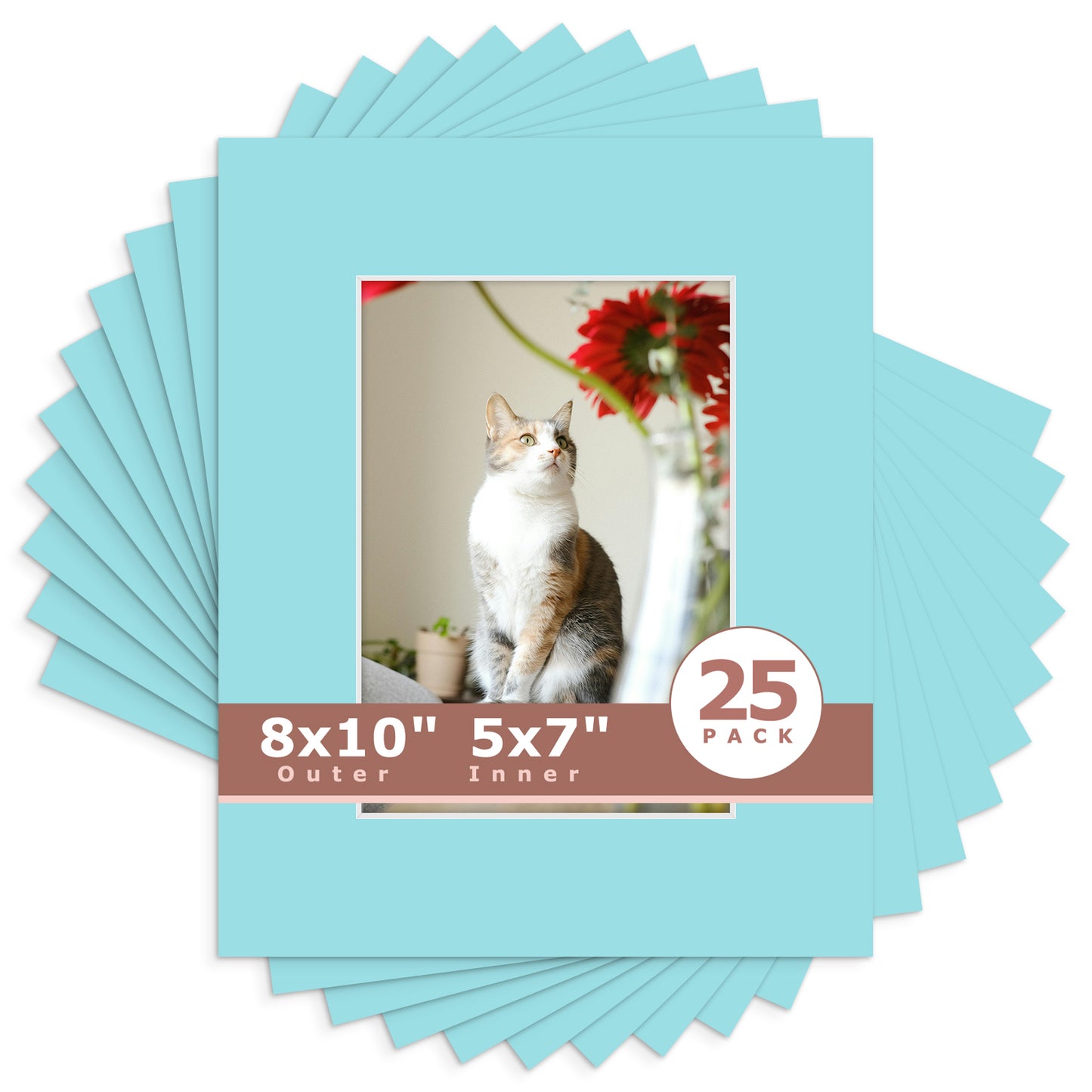 8x10 Economy Pre-Cut Mat Board-Pack of 25 5x7 (4.5x6.5 exact opening) N222 Deep Blue