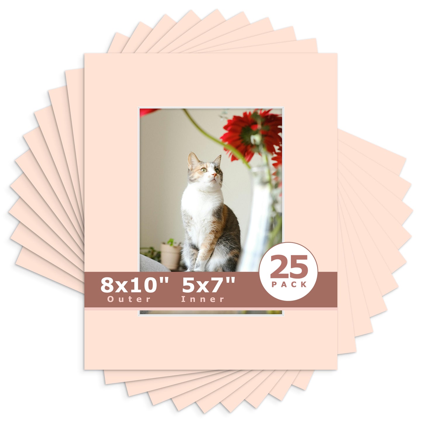 8x10 Economy Pre-Cut Mat Board-Pack of 25 5x7 (4.5x6.5 exact opening) N229 Pink