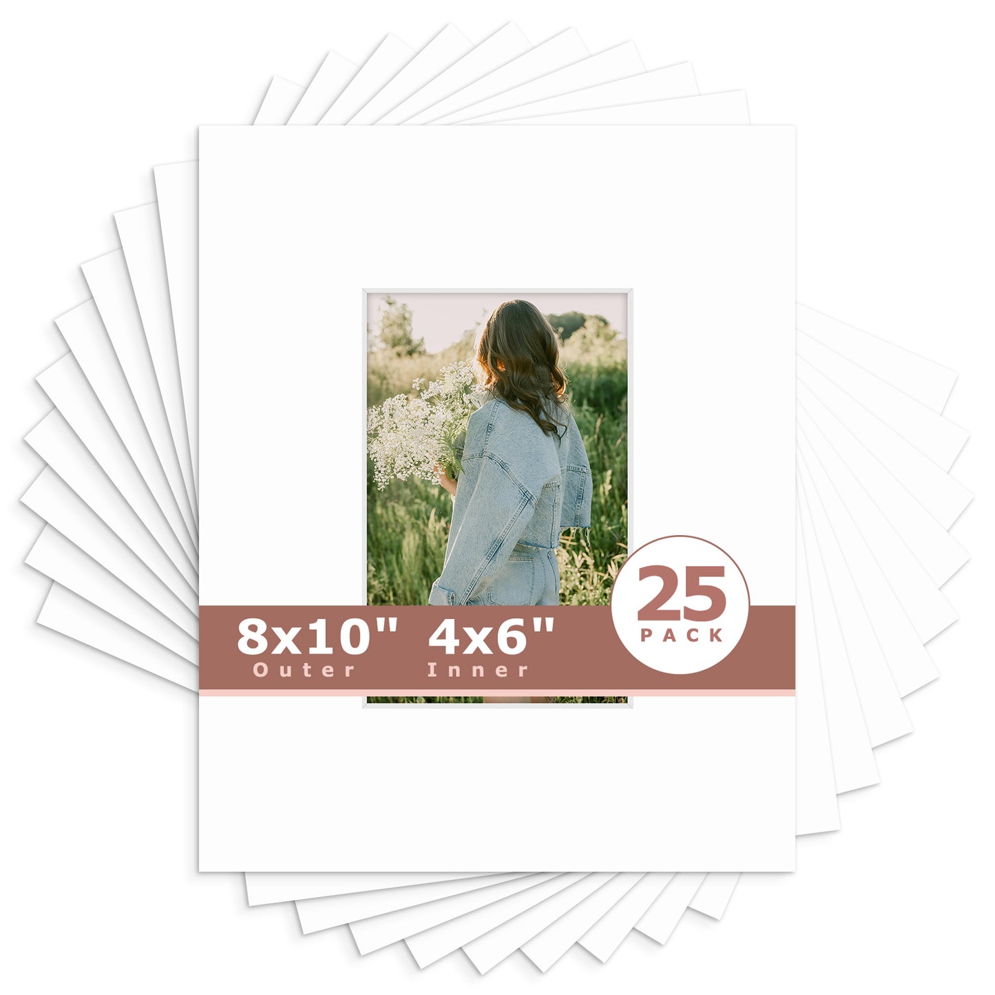 8x10 Economy Pre-Cut Mat Board-Pack of 25 4x6 (3.5x5.5 exact opening) N501 White