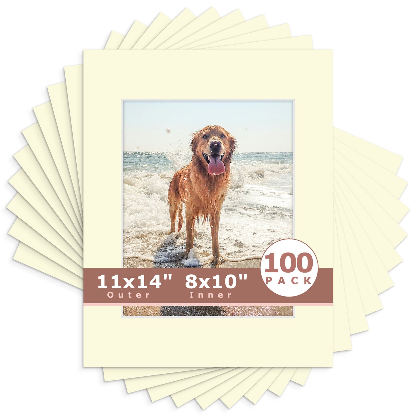 11x14 Whitecore Pre-Cut Mat Board - Pack of 100 8x10 (7.5x9.5 exact opening) N105 Ivory
