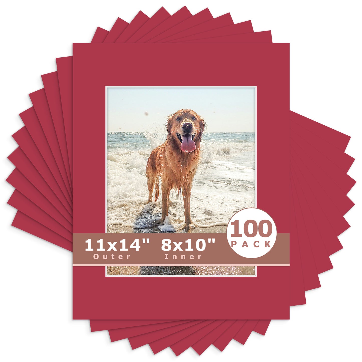 11x14 Whitecore Pre-Cut Mat Board - Pack of 100 8x10 (7.5x9.5 exact opening) N117 China Red