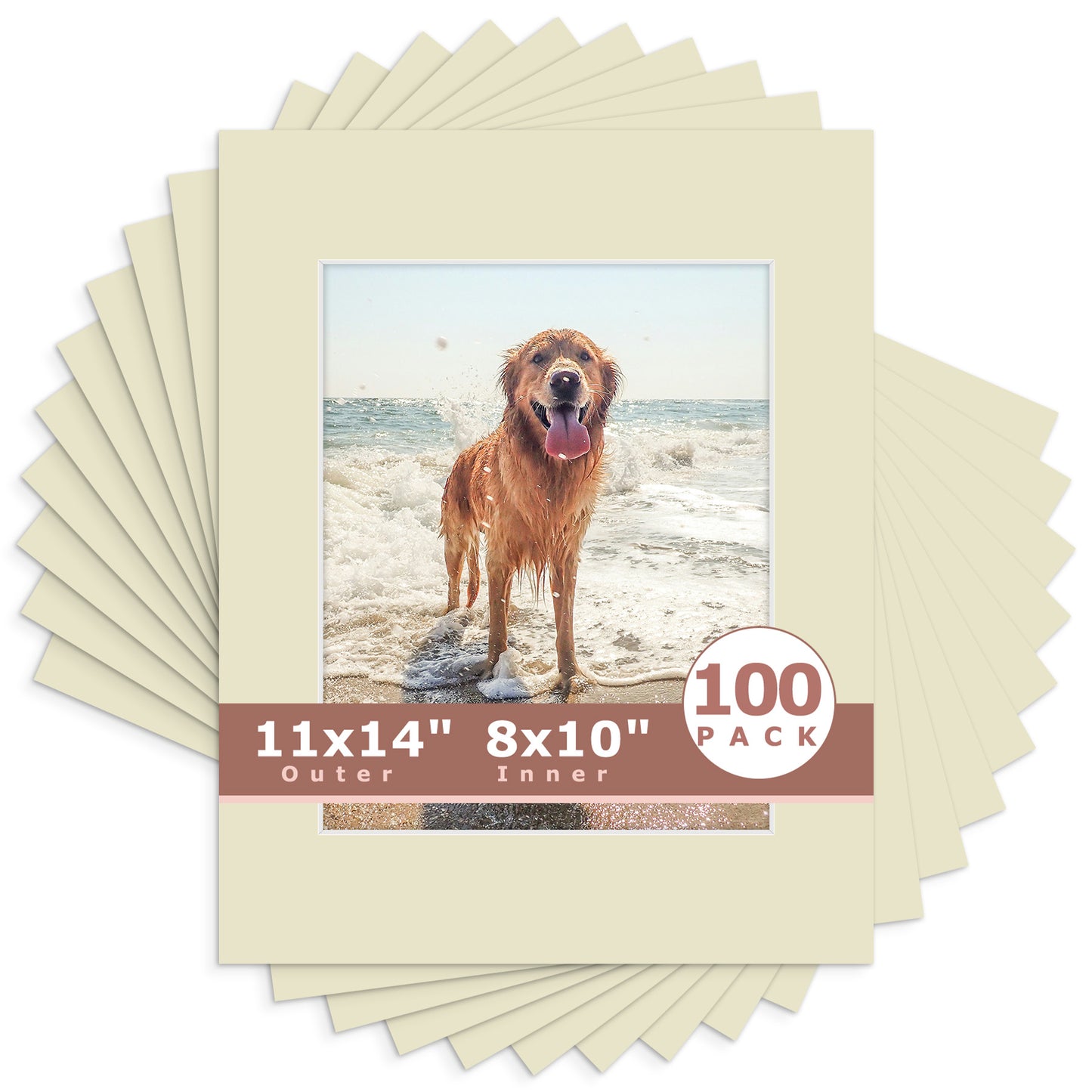 11x14 Whitecore Pre-Cut Mat Board - Pack of 100 8x10 (7.5x9.5 exact opening) N120 Light Gray