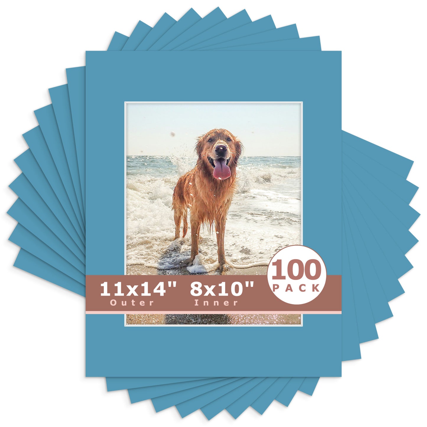 11x14 Whitecore Pre-Cut Mat Board - Pack of 100 8x10 (7.5x9.5 exact opening) N138 Dynamic Blue