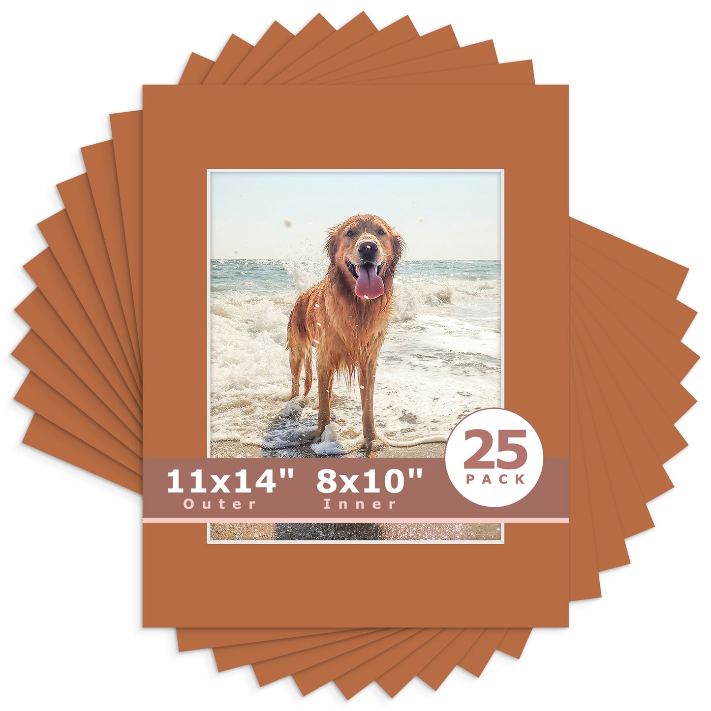 11x14 Whitecore Pre-Cut Mat Board - Pack of 25 8x10 (7.5x9.5 exact opening) N145 Earth