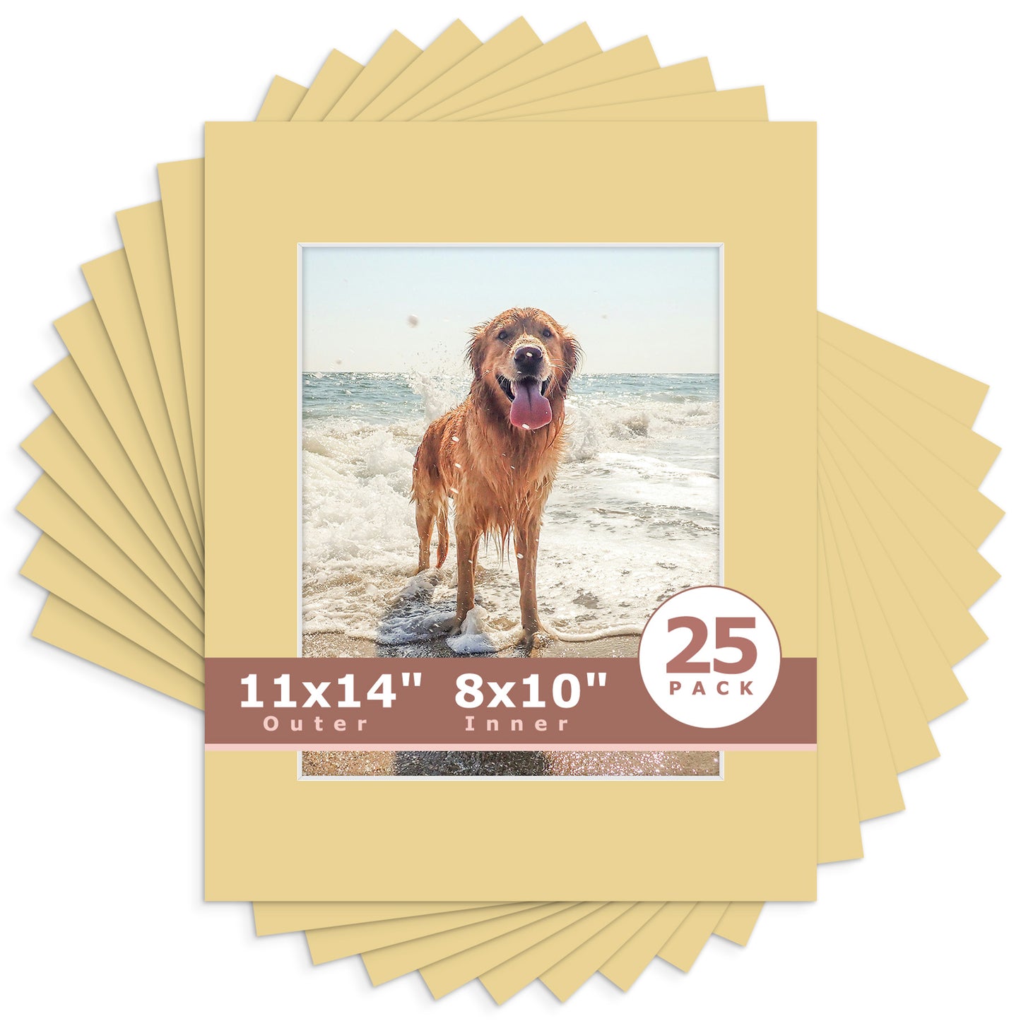 11x14 Whitecore Pre-Cut Mat Board - Pack of 25 8x10 (7.5x9.5 exact opening) N158 Indian Tan