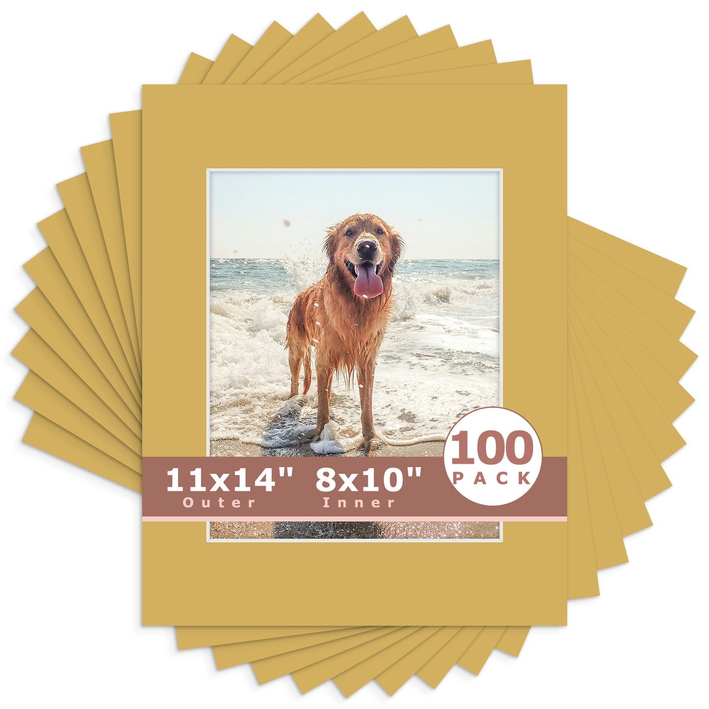 11x14 Whitecore Pre-Cut Mat Board - Pack of 100 8x10 (7.5x9.5 exact opening) N159 Smokey Tan
