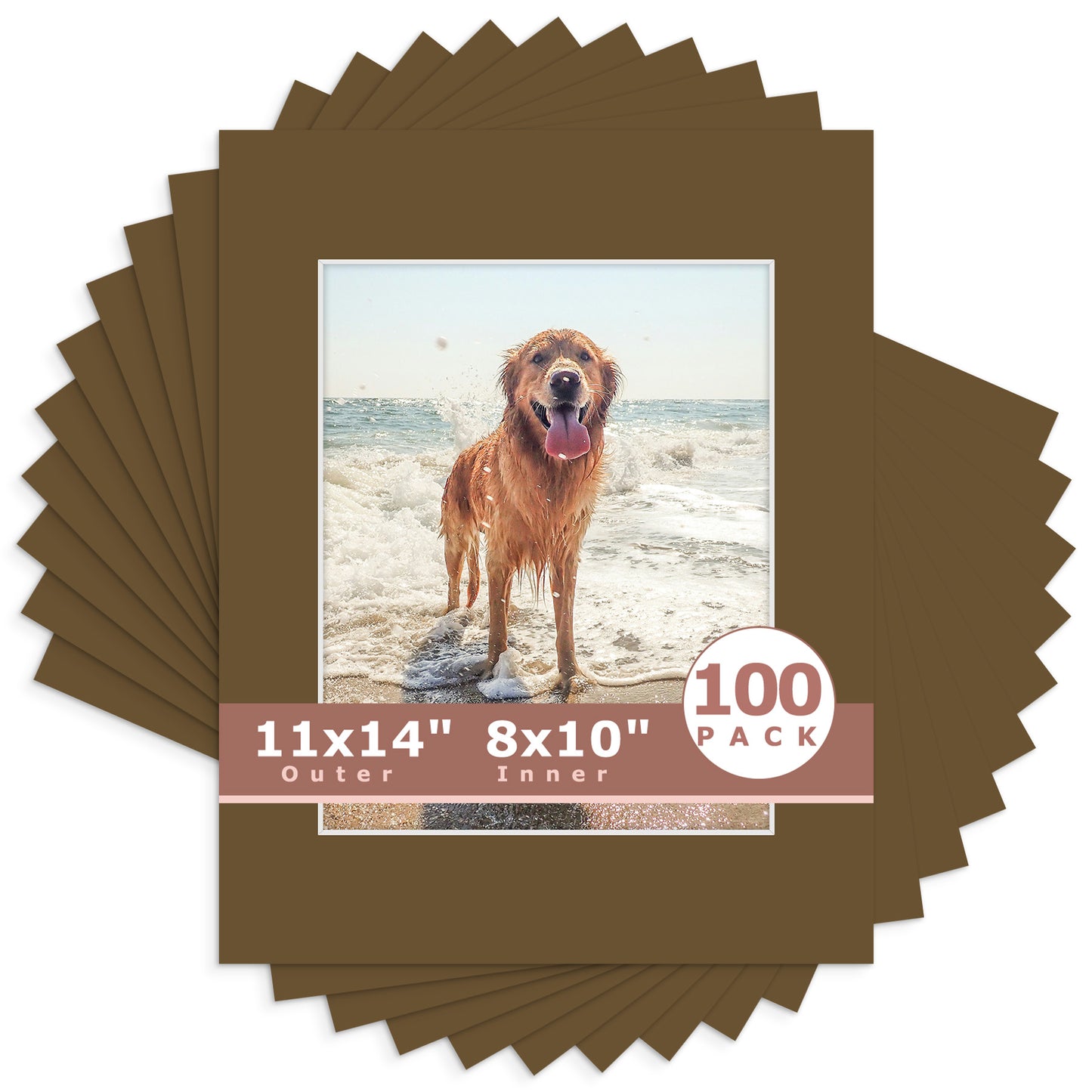 11x14 Whitecore Pre-Cut Mat Board - Pack of 100 8x10 (7.5x9.5 exact opening) N162 Java