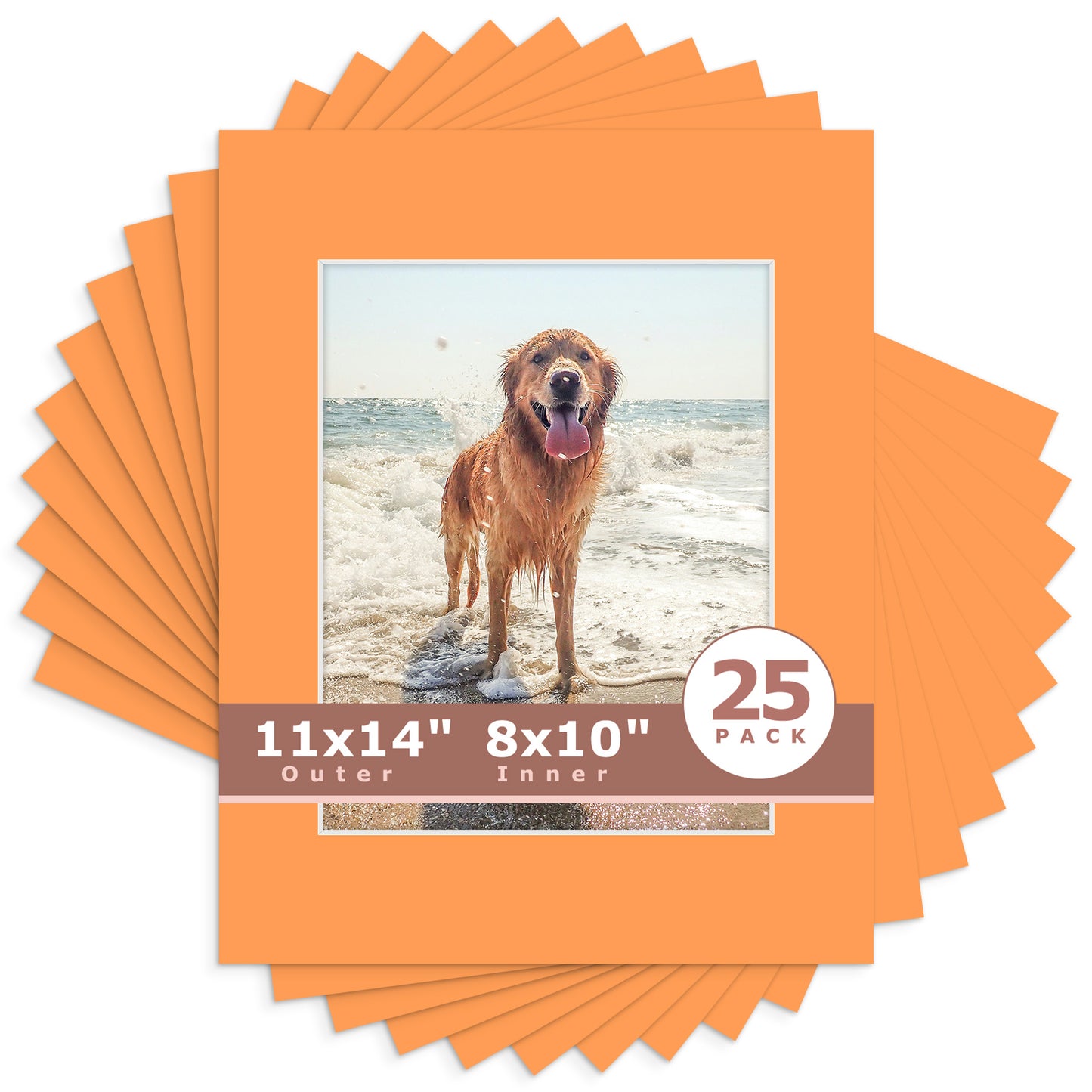 11x14 Whitecore Pre-Cut Mat Board - Pack of 25 8x10 (7.5x9.5 exact opening) N178 Orange
