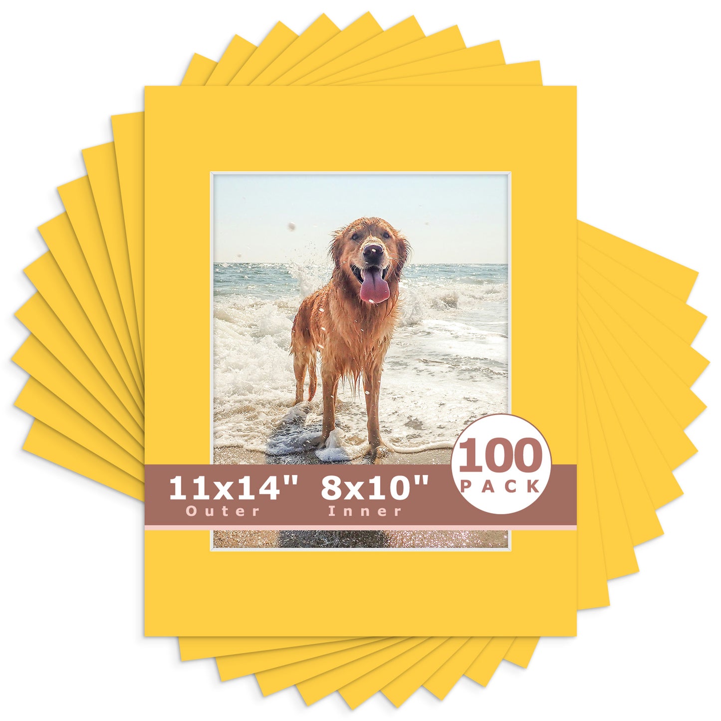 11x14 Whitecore Pre-Cut Mat Board - Pack of 100 8x10 (7.5x9.5 exact opening) N212 Deep Yellow