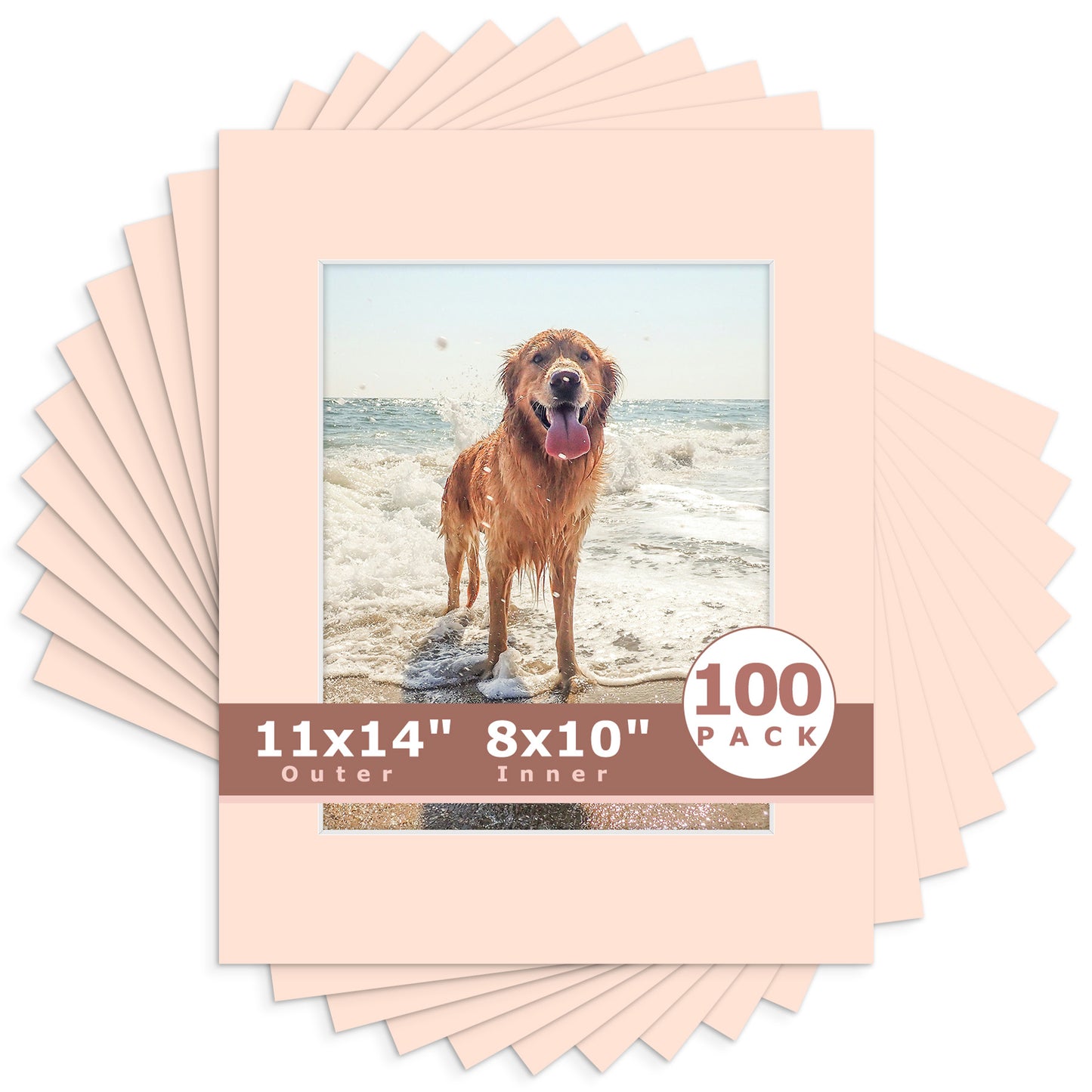 11x14 Whitecore Pre-Cut Mat Board - Pack of 100 8x10 (7.5x9.5 exact opening) N229 Pink