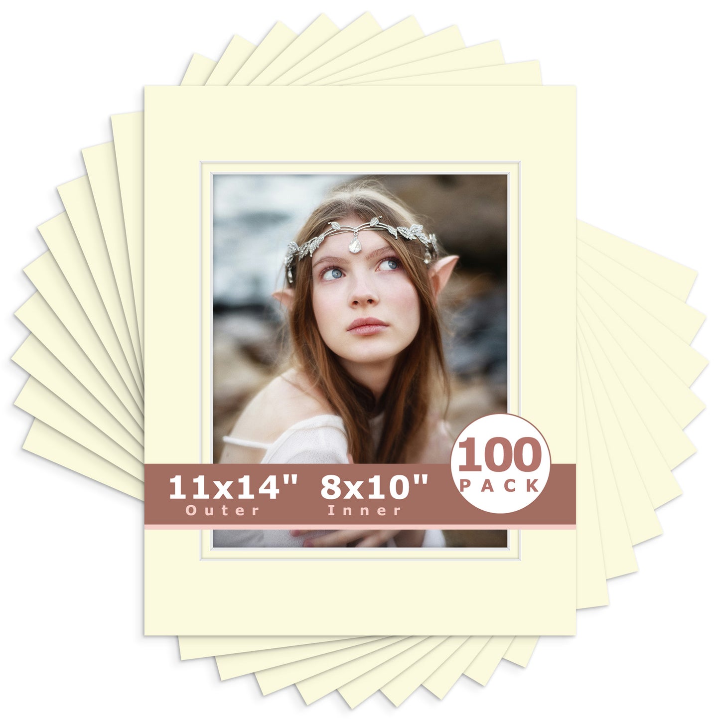 11x14 Double Mat For 8x10 Photos - Pack of 100 Ivory Ivory