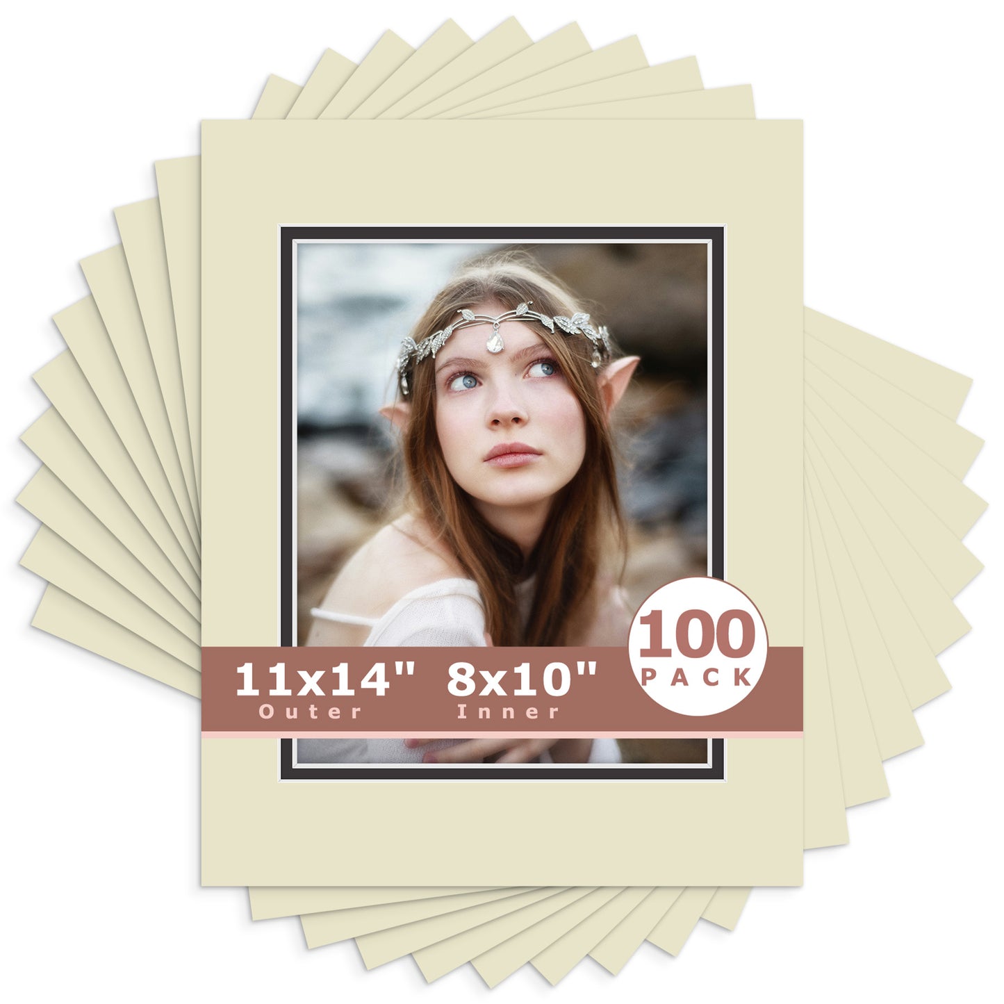 11x14 Double Mat For 8x10 Photos - Pack of 100 Light Gray Black