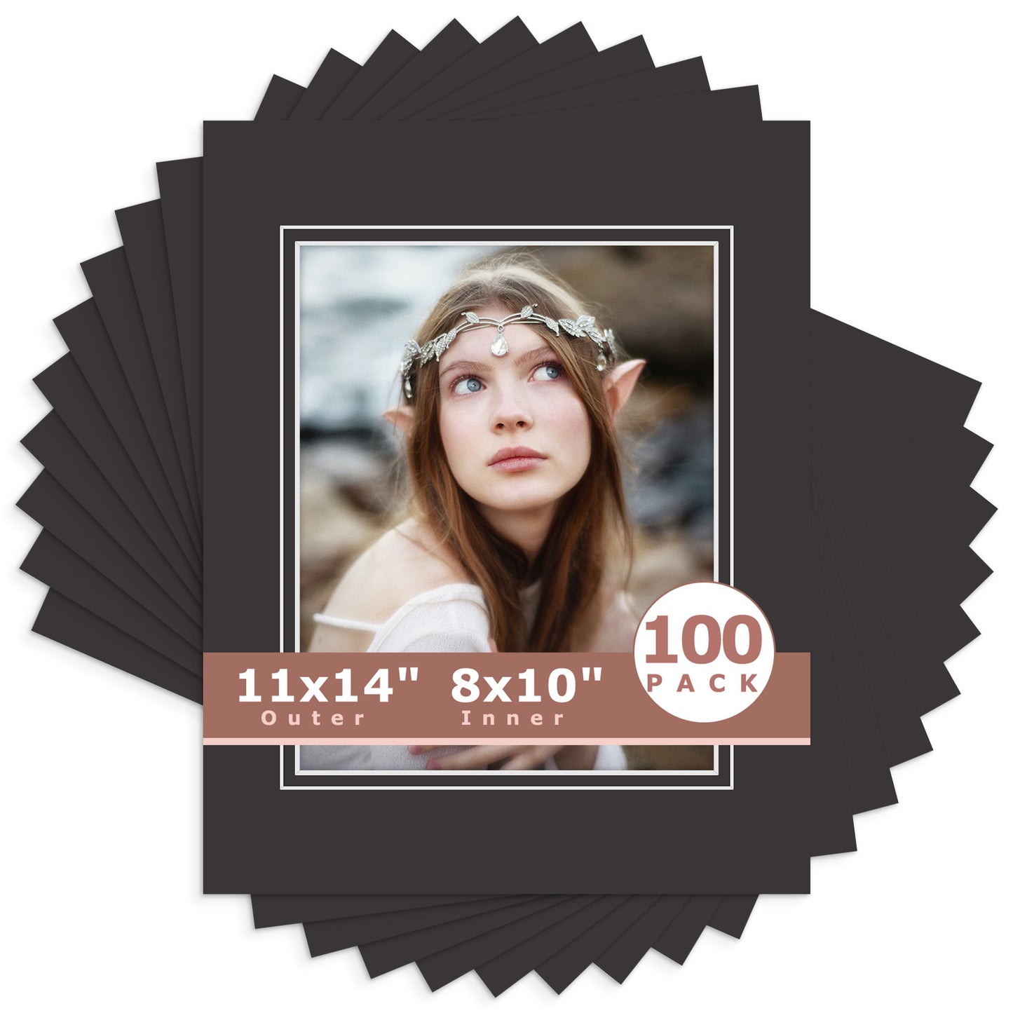11x14 Double Mat For 8x10 Photos - Pack of 100 Black Black