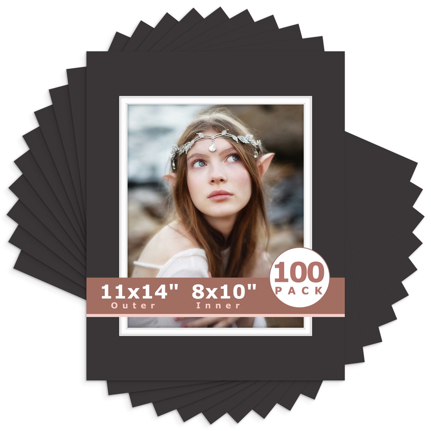 11x14 Double Mat For 8x10 Photos - Pack of 100 Black White